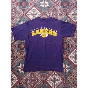 Y2K Los Angeles Lakers Majestic T Shirt Size Large Purple Nba